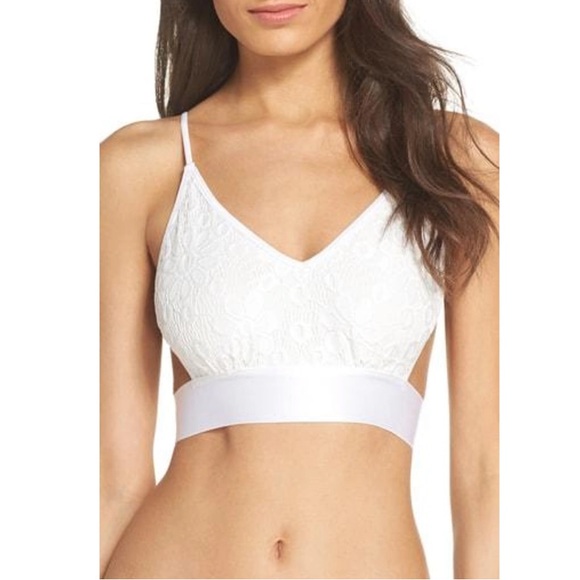 Free People Intimately Ara Textured White Lace Longline Bralette - Picture 1 of 11